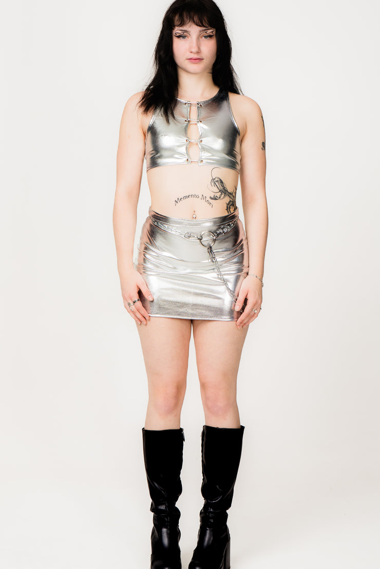 Chrome Mini Skirt - Silver Edition